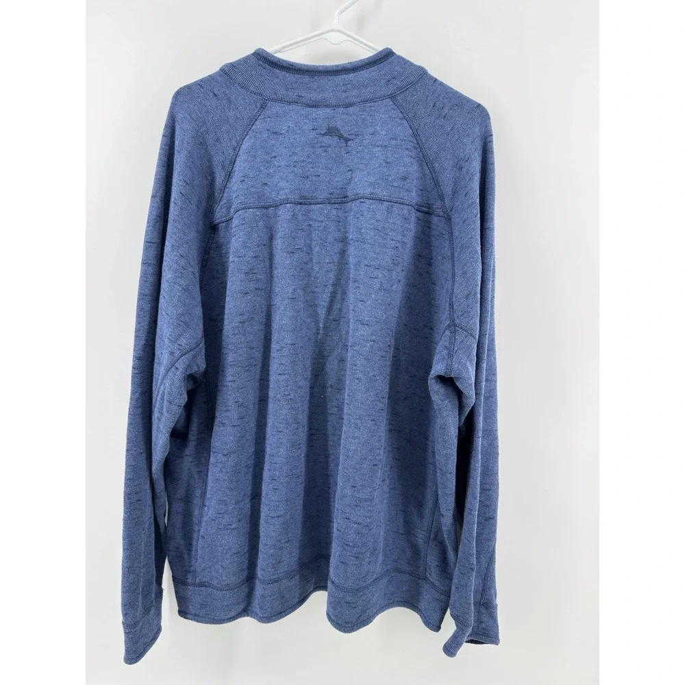 Tommy Bahama Mens Reversible 1/4 Zip Sweater Blue Heather‎ Sweatshirt Sz XL